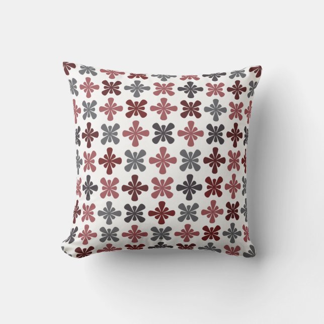 Coussin Motif de fleur gris d'abrégé sur rouge foncé de (Recto)
