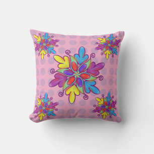 Coussin Motif de fleur kaléidoscope abstrait coloré