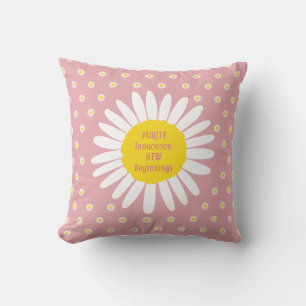 Coussin Motif de fleur marguerite - Pureté, citation d'inn
