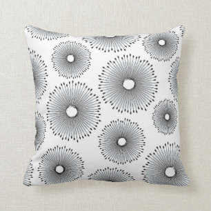 Coussin Motif de fleur moderne de pissenlit dans le gris