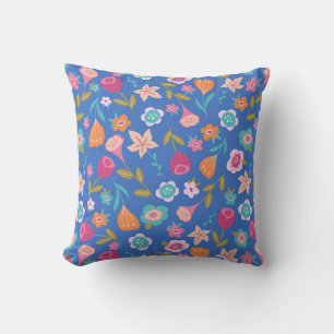 Coussin motif de fleurs abstraites colorées