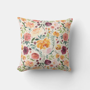 Coussin Motif de fleurs d'automne à l'aquarelle vintage