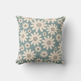 Coussin Motif de fleurs de camomille sur un vert doux