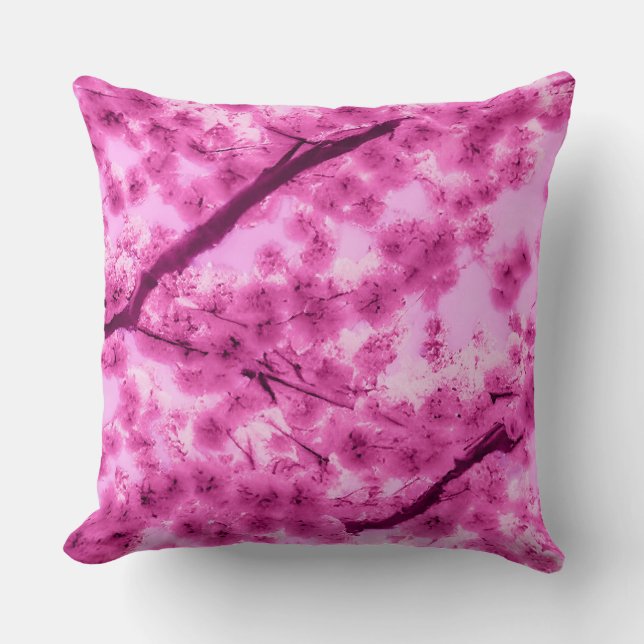 Coussin Motif de fleurs de cerisier d'aquarelle (Recto)