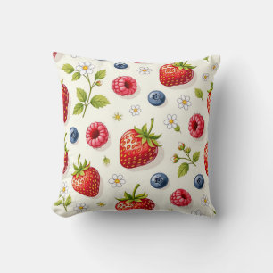 Coussin Motif de fleurs de cerisier et fruits frais d'été