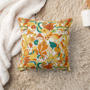 Coussin Motif de fleurs de champignons Super rétro