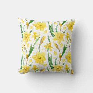 Coussin Motif de fleurs de jonquille jaune printemps
