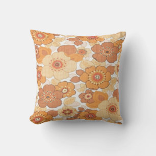 Coussin Motif de fleurs orange