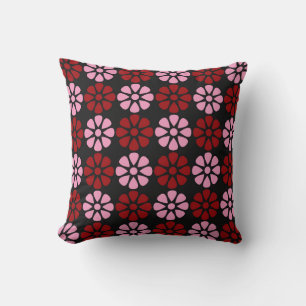 Coussin Motif de fleurs rose et rouge