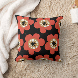 Coussin Motif de fleurs rouges