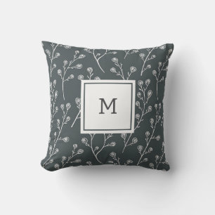 Coussin Motif de fleurs sauvages blanches