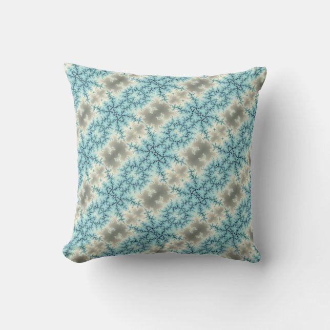 Coussin motif de flocon de neige géométrique bleu et gris  (Recto)