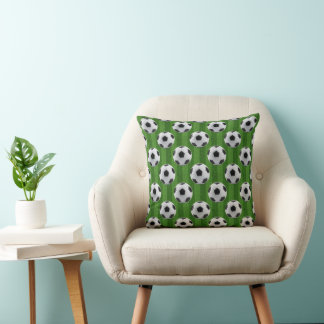 Coussin Motif de football européen vert