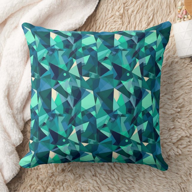 Coussin Motif de formes abstrait bleu et vert (Couverture)