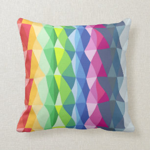 Coussin Motif de formes de prisme arc-en-ciel géométriqu