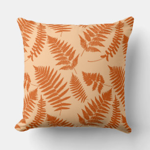 Coussin Motif de fougères boisées, Pastel Orange