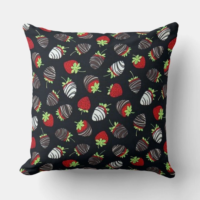 Coussin Motif de fraises trempées au chocolat (Recto)