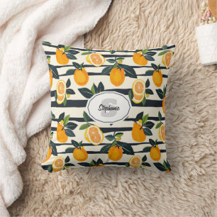 Coussin Motif de fruits d'agrumes avec Feuilles verts (5)