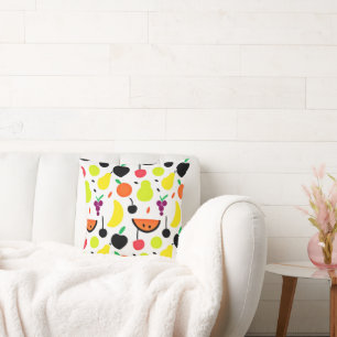 Coussin Motif de fruits de néon à lueur tropicale
