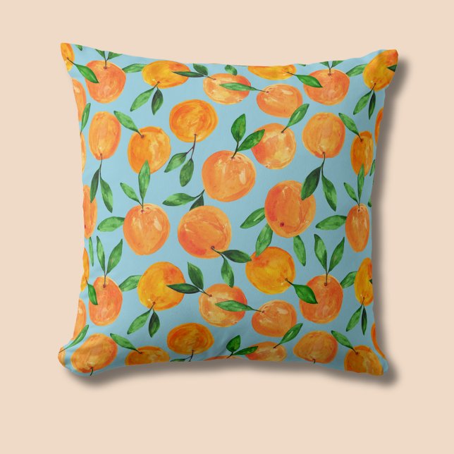 Coussin Motif de fruits d'oranges d'agrumes (Summer fruit citrus orange pattern throw pillow cushion)