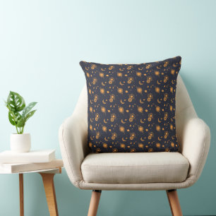 Coussin Motif de galaxie de lune de soleil céleste noir do