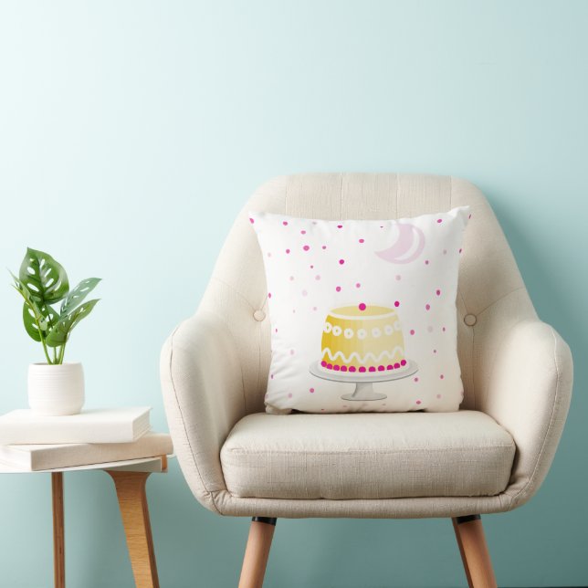 Coussin Motif de gâteau moderne rose lune et étoiles (Chaise)