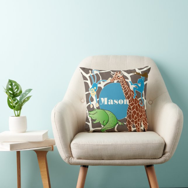 Coussin Motif de Girafe de la Jungle pour bébé personnalis (Chaise)