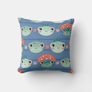 Coussin Motif de grenouille et de champignons