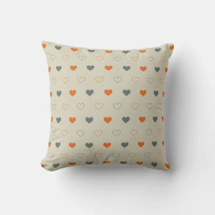 Coussin Motif de grille de cœurs orange et vert