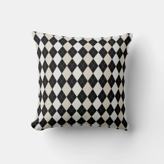 Coussin Motif de JACQUARD de diamants BROWN Black & BIRCH