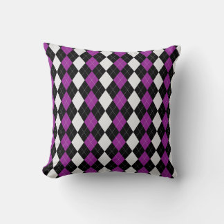 Coussin Motif de JACQUARD de diamants PURPLE noir & PLUM