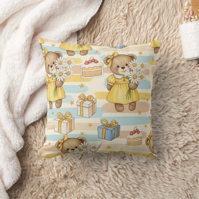 Coussin Motif de jardin de marguerites de nounours (5) (Couverture)