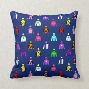Coussin Motif de jockey sur soie de course hippique sur bl
