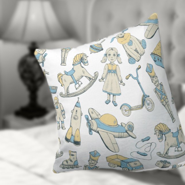 Coussin Motif de jouet vintage Couleur personnalisée V5 ID (Créateur téléchargé)