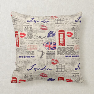 Coussin Motif de journal de Londres