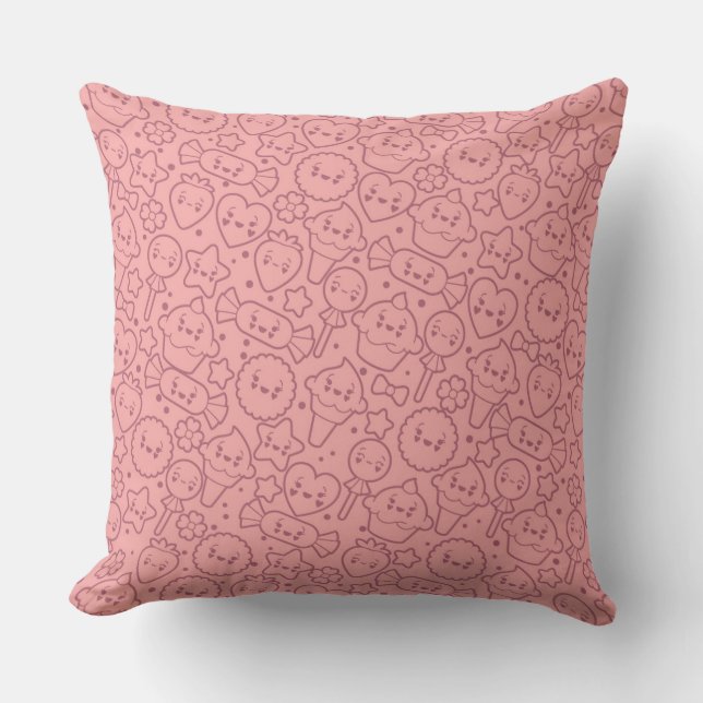 Coussin Motif de Kawaii avec les gâteaux mignons (Recto)