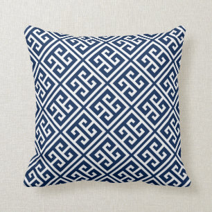 Coussin Motif de la clé bleue grecque de la marine