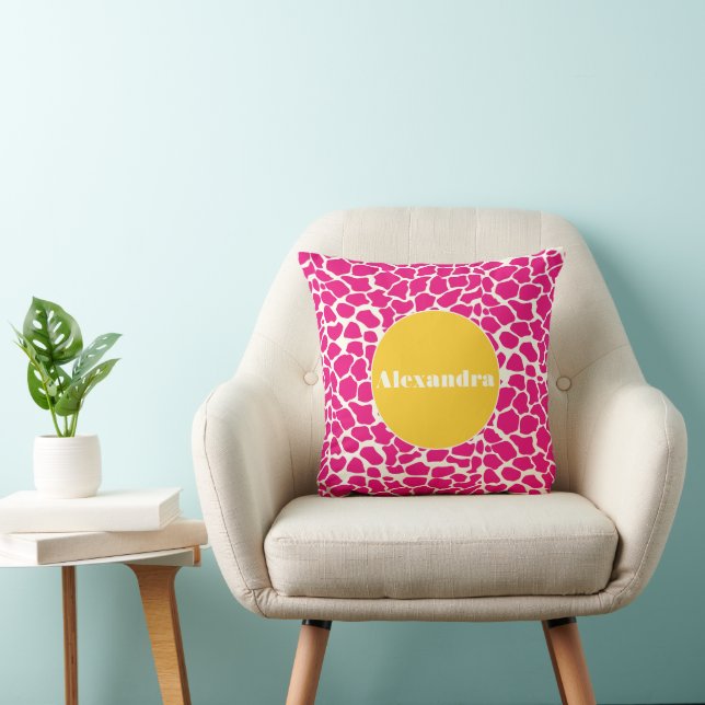 Coussin Motif de la Giraffe de Monogramme rose jau (Chaise)