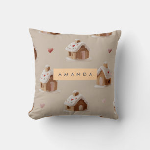 Coussin Motif de la maison en pain d'épices personnalisé