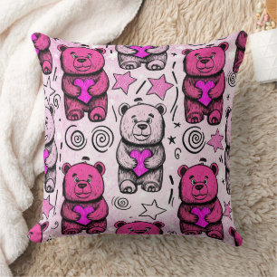 Coussin Motif de la Saint-Valentin Ourson Mignon