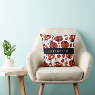 Coussin Motif De Ladybugs, Red Ladybugs, Votre Nom