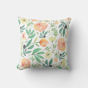 Coussin Motif de laine et d'aquarelle jaune