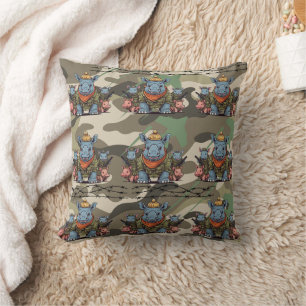 Coussin Motif de l'armée de Rhinoceros