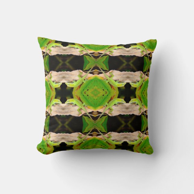 Coussin motif de lézard vert abstrait noir (Recto)