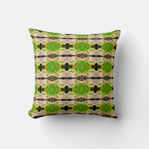 Coussin motif de lézard vert abstrait noir
