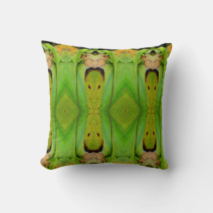 Coussin motif de lézard vert uni abstrait vert