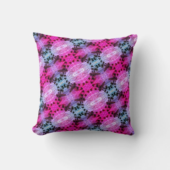 Coussin Motif de libellule bleu violet dos solide (Recto)