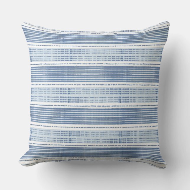 Coussin Motif de ligne côtière bleu et blanc (Recto)