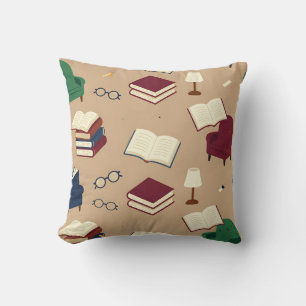 Coussin Motif de livres de coin de lecture confortable