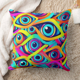 Coussin Motif de l'oeil psychédélique dynamique